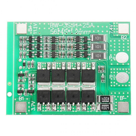 3pcs 3S 12V 25A 18650 Lithium Battery Protection Board 11.1V 12.6V High Current With Balanced Circuit Over Charge Over Discharge Over Current And Short Circuit Protection Function