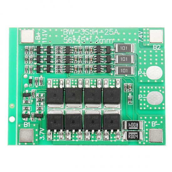 5pcs 3S 12V 25A 18650 Lithium Battery Protection Board 11.1V 12.6V High Current With Balanced Circuit Over Charge Over Discharge Over Current And Short Circuit Protection Function