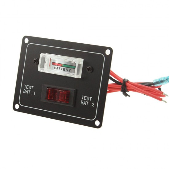 10A DC 12V Dual Battery Voltage Test Panel with Rocker Switch for RV Boat Marine Car Accessory Battery Tester