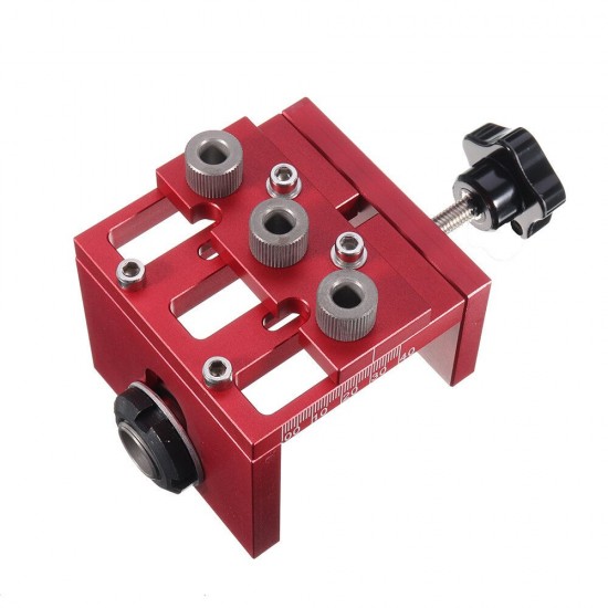 3 in 1 Dowelling Jig with Positioning Clip Woodworking Adjustable Drilling Guide Puncher Locator