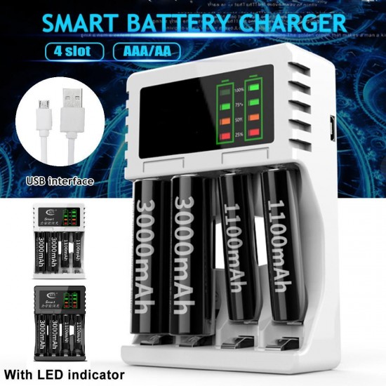 5V 1A 4 Slots USB Rechargeable Battery Charger Fast Charging For AA/AAA Battery 5V 1A 4 Slots USB Rechargeable Battery Charger Fast Charging For AA/AAA Battery