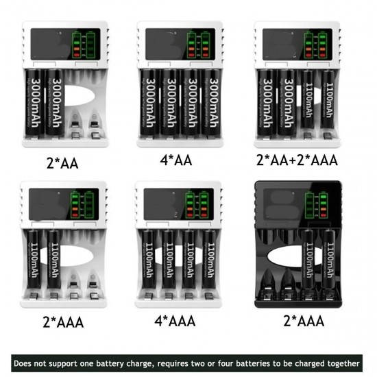 5V 1A 4 Slots USB Rechargeable Battery Charger Fast Charging For AA/AAA Battery