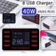 8 USB Charger 40W Multifunction Multi-USB Charging Station Hub Base Wall-mounted Smart Digital Display