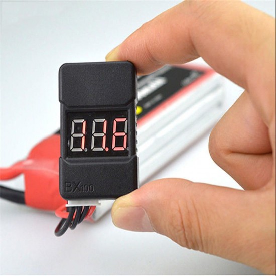 BX100 1-8S Lipo Battery Voltage Tester/ Low Voltage Buzzer Alarm/ Battery Voltage Checker with Dual Speakers