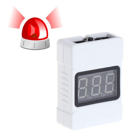 BX100 1-8S Lipo/Li-ion/Fe Battery Low Buzzer Alarm with Dual Speakers Low Voltage Tester Voltage Meters