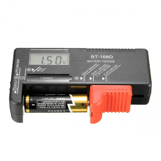 BT-168D Universal AA/AAA/C/D/9V/1.5V LCD Display Battery Tester Button Cell Volt Checker