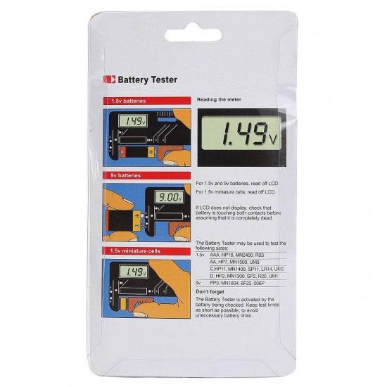 BT-168D Universal AA/AAA/C/D/9V/1.5V LCD Display Battery Tester Button Cell Volt Checker BT-168D Universal AA/AAA/C/D/9V/1.5V LCD Display Battery Tester Button Cell Volt Checker