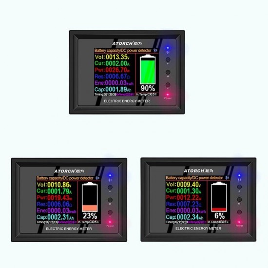 DT24P 1000V/500A IPS Display Digital DC Power Supply Voltmeter Ammeter Battery Coulometer Capacity Amp Tester Battery Fuel Meter for App External Shunt