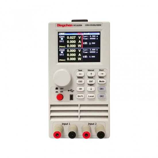 RS232 DCL6204 Communication Double Channel Programmable DC Electronic Load with 150V 20*2A 400W Battery Tester