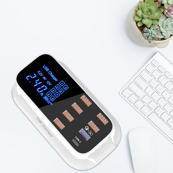 Smart 8-Port USB Adapter Desktop Phone Charging LED Display QC3.0 Fast USB Charger Smart 8-Port USB Adapter Desktop Phone Charging LED Display QC3.0 Fast USB Charger