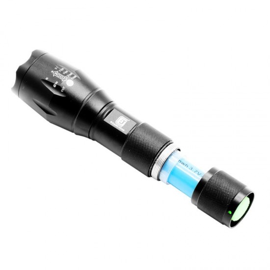 2 in1 UV05 2xT6 LEDs Purple+White Light Zoomable UV Flashlight Scorpion Insect Detection Pen