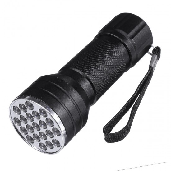 21 LEDs uv395 Portable Aluminum UV Violet Flashlight Mini Violet Torch Currency Detector Lamp Blacklight Light