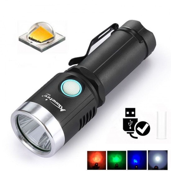 X901 2 1000Lumens 6Modes 4 Color Light USB Rechargeable LED Flashlight