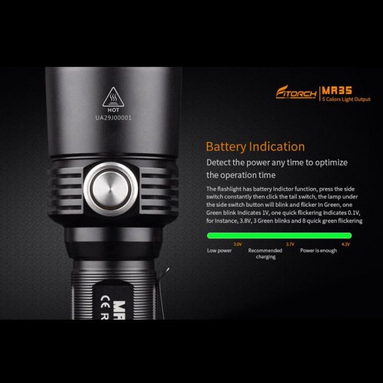 MR35 XP-L2 1200Lumens 5lightcolors Rechargeable Portable UV LED Flashlight