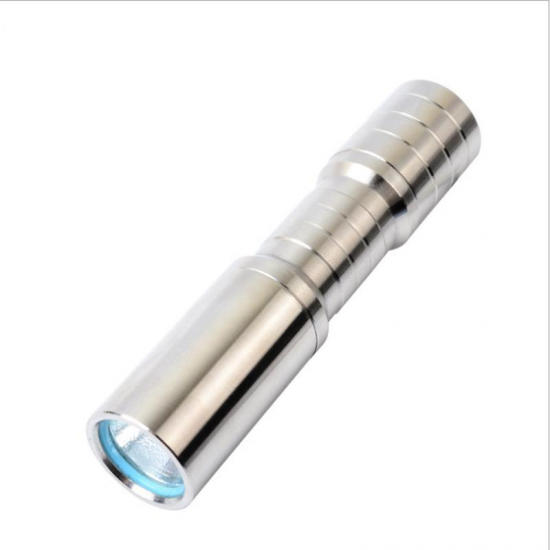SS-C5 LED 3Modes Stainless Steel Jade Screening Mini UV Flashlight Keychain