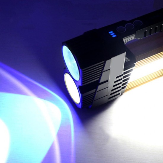 D398 Blue Light Fishing Rechargeable Flashlight 40m² High Lumen Powerful LED Torch