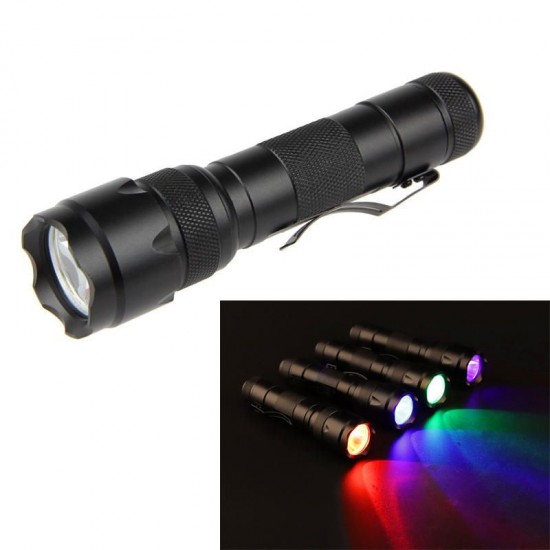 502B 2 1200LM Blue Light / Red Light / Green Light / UV Purple Light Functional Hunting Searching Flashlight Fluorescence Detection
