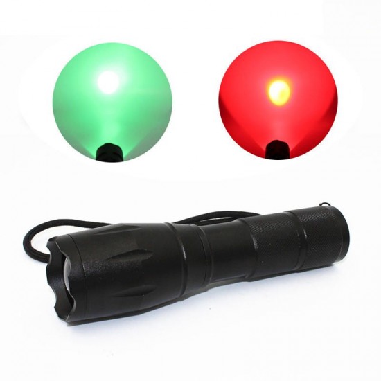 A100 Q5 Red Light / R5 Green Light 1200LM Zoomable Long-range Outdoor Sports Hunting Searching Flashlight