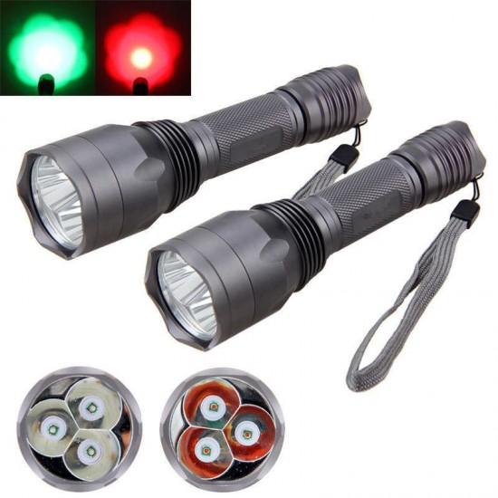 C10 3x T6 960LM Red Light / Green Light Functional Hunting Searching Flashlight
