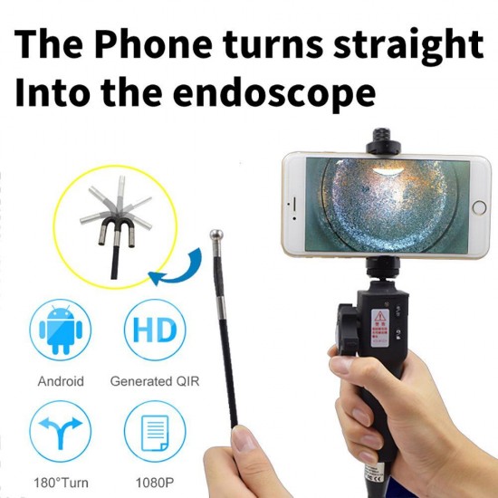 1M Industrial Video Inspection Camera USB Rigid Borescope with 180 Degree Articulating 5.5mm Diameter Probe