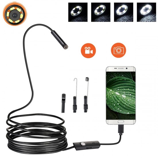 5.5mm Lens USB Borescope Snake Inspection Camera Android Mobile Phone 10m/5m/2m/1m Soft Wire