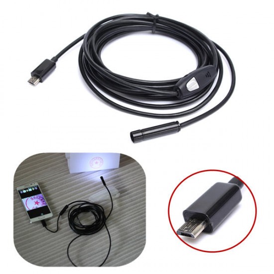 6 LED 7mm Lens Android Borescope Waterproof Inspection Tube Camera