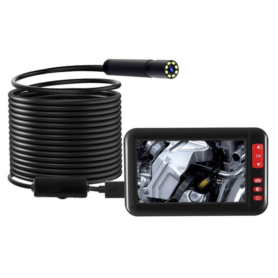 F200 4.3inch Color Screen HD 1080P Digital Borescope 8MM Camera Diameter Built-in Rechargeable Lithium Battery With Adjustable Brightness 8LEDs 2m/5m/10m Hard Wire