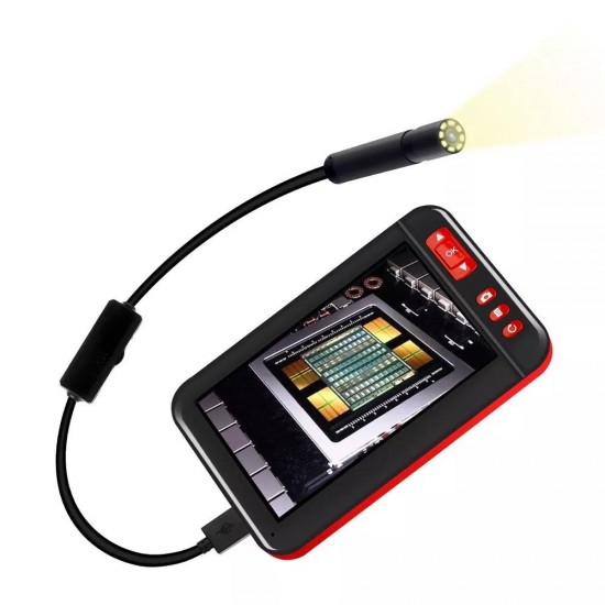 F200 4.3inch HD 1080P Digital Borescope 8MM Camera Diameter Built-in Rechargeable Lithium Battery With Adjustable Brightness 8LEDs 2m/5m/10m Soft Wire