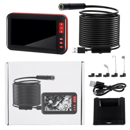 F200 4.3inch HD 1080P Digital Borescope 8MM Camera Diameter Built-in Rechargeable Lithium Battery With Adjustable Brightness 8LEDs 2m/5m/10m Soft Wire