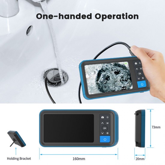 MS450 8mm Dual Lens 1080P Industrial Borescope 4.5 Inch Screen Waterproof Snake Camera with 6 LED For Pipeline Drain Sewer Inspection Cam