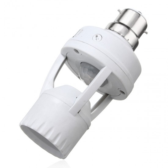 AC110-240V B22 to E27 LED PIR Infrared Motion Sensor Screw Base Bulb Holder Switch Socket