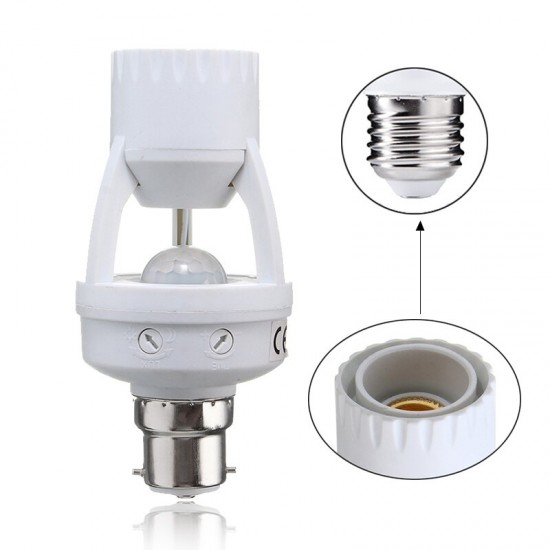 AC110-240V B22 to E27 LED PIR Infrared Motion Sensor Screw Base Bulb Holder Switch Socket