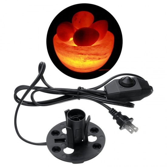 AC110V E12 Salt Lamp Holder Electric Power Dimmer Cable Cord Switch Socket US Plug