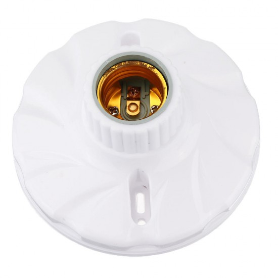 AC250V 6A White Plastic CK-022 E27 Screw Flat Lamp Holder Bulb Adapter Light Socket for Ceiling Lighting