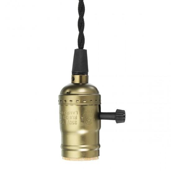E27 4M Vintage Copper Bulb Adapter Base Socket Lamp Holder with Dimmer Switch US Plug E27 4M Vintage Copper Bulb Adapter Base Socket Lamp Holder with Dimmer Switch US Plug