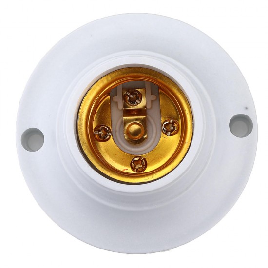 E27 6A 70mm Diameter Round Plastic Base Screw Light Bulb Adapter Lamp Socket Holder White AC250V