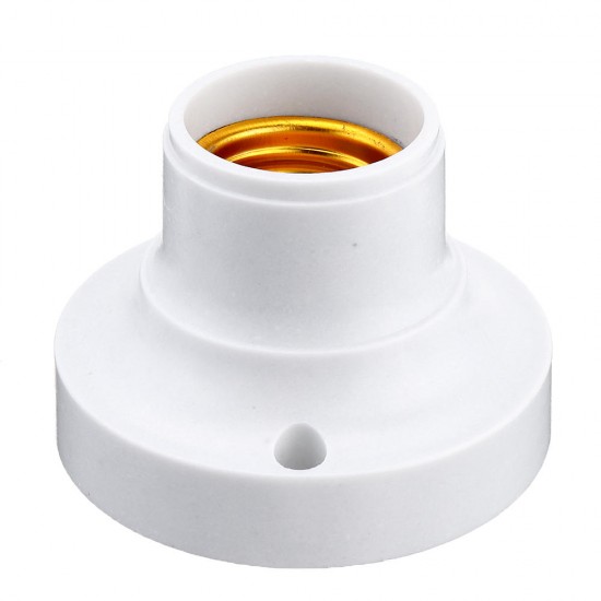 E27 6A 70mm Diameter Round Plastic Base Screw Light Bulb Adapter Lamp Socket Holder White AC250V