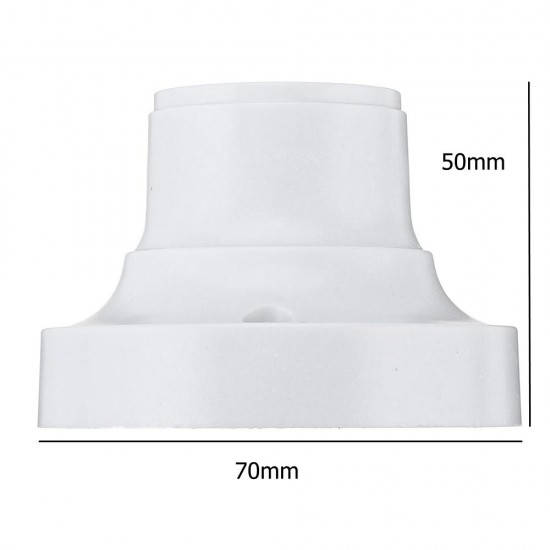 E27 6A 70mm Diameter Round Plastic Base Screw Light Bulb Adapter Lamp Socket Holder White AC250V