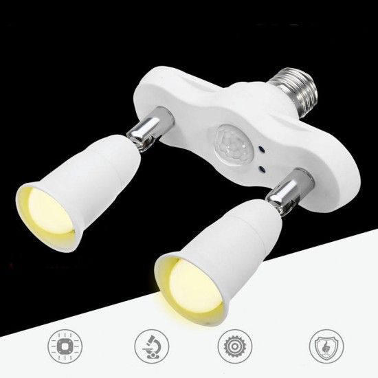E27 Double Head Infrared PIR Motion Sensor LED Light Lamp Bulbs Holder Socket AC110-240V E27 Double Head Infrared PIR Motion Sensor LED Light Lamp Bulbs Holder Socket AC110-240V