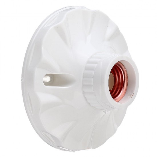 E27 Round Plastic Base Screw Light Socket Lamp Holder Bulb Adapter Flame Retardant Durable Material AC250V