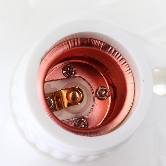 E27 Round Plastic Base Screw Light Socket Lamp Holder Bulb Adapter Flame Retardant Durable Material AC250V