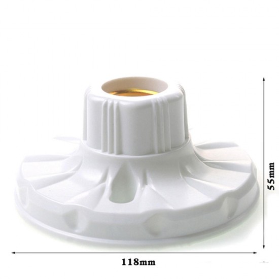 E27 Round Plastic Base Screw Light Socket Lamp Holder Bulb Adapter Flame Retardant Durable Material AC250V