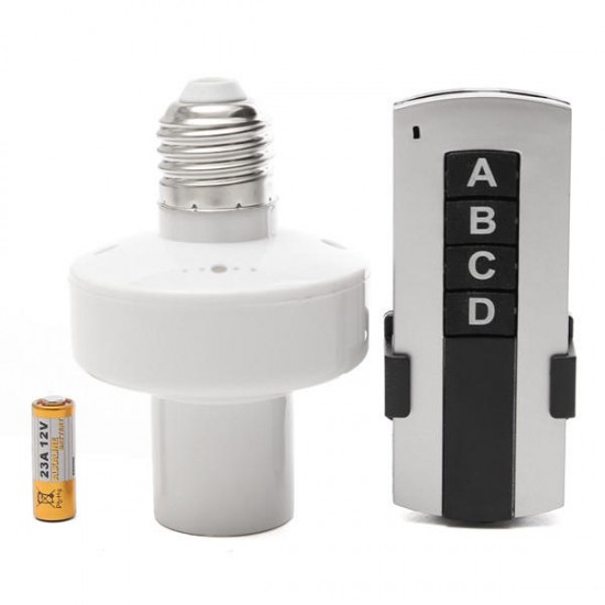 E27 Screw Wireless Remote Control Lamp Bulb Holder Cap Socket Switch