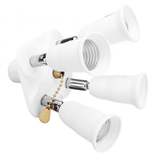 E27 To Four E27 Bulb Adapter Light Socket Lampholder with ON OFF Chain Switch AC100-250V E27 To Four E27 Bulb Adapter Light Socket Lampholder with ON OFF Chain Switch AC100-250V