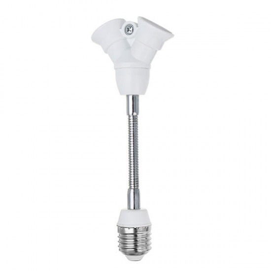 E27 to Two E14 18cm Flexible Extension LED Bulb Lamp Holder Converters Adapter Socket AC100-230V