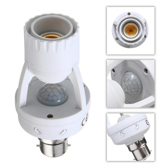 E27/B22 to E14/E27 PIR Motion Sensor Socket Light Bulb Adapter Lamp Holder AC110-240V