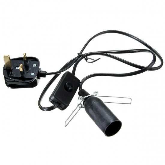 Himalayan Salt Lamp Black White E14 Light Bulb Electric Power Cord On/Off Holder Socket