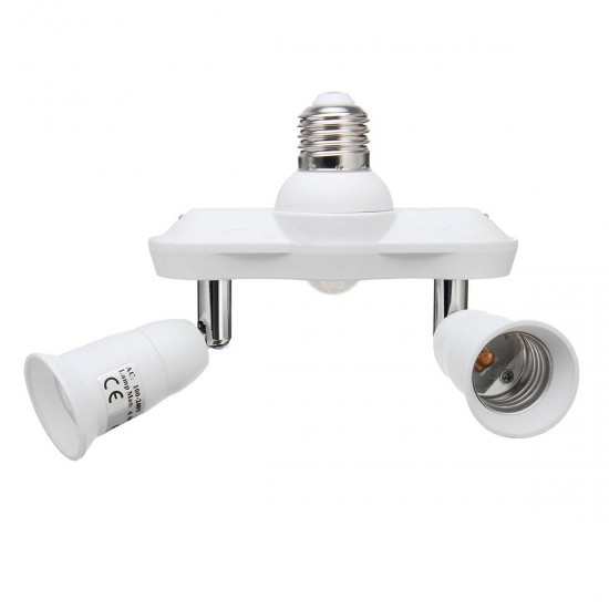 Infrared Motion Sensor Adjustable 2 In 1 E27 Bulb Adapter Socket Converter Splitter