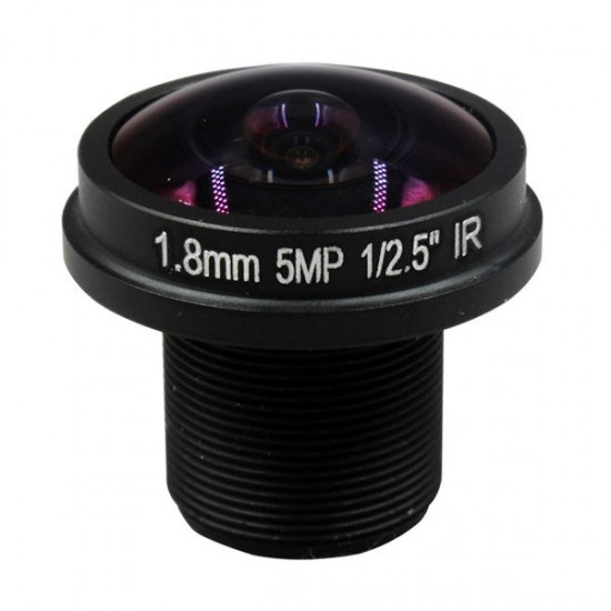 HD Fisheye CCTV Lens 5MP 1.8mm M12*0.5 Mount 1/2.5 F2.0 180 Degree for Video Surveillance Camera