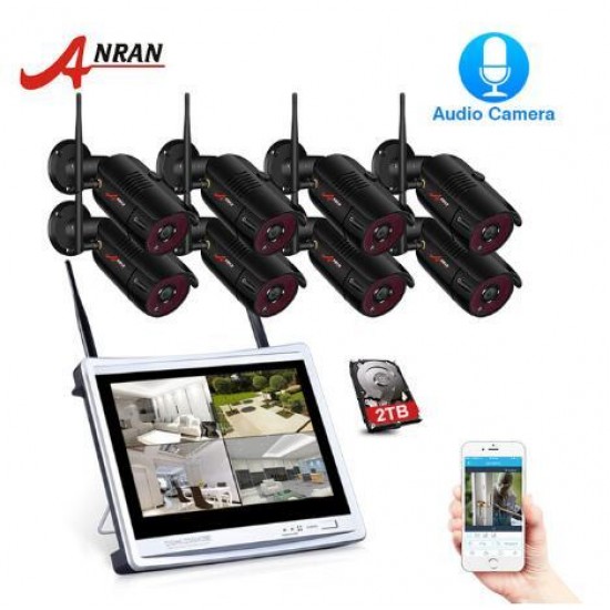 1080P 8CH Wireless Audio Record Surveillance Camera System IP Camera Outdoor Night Vision CCTV Security Camera System